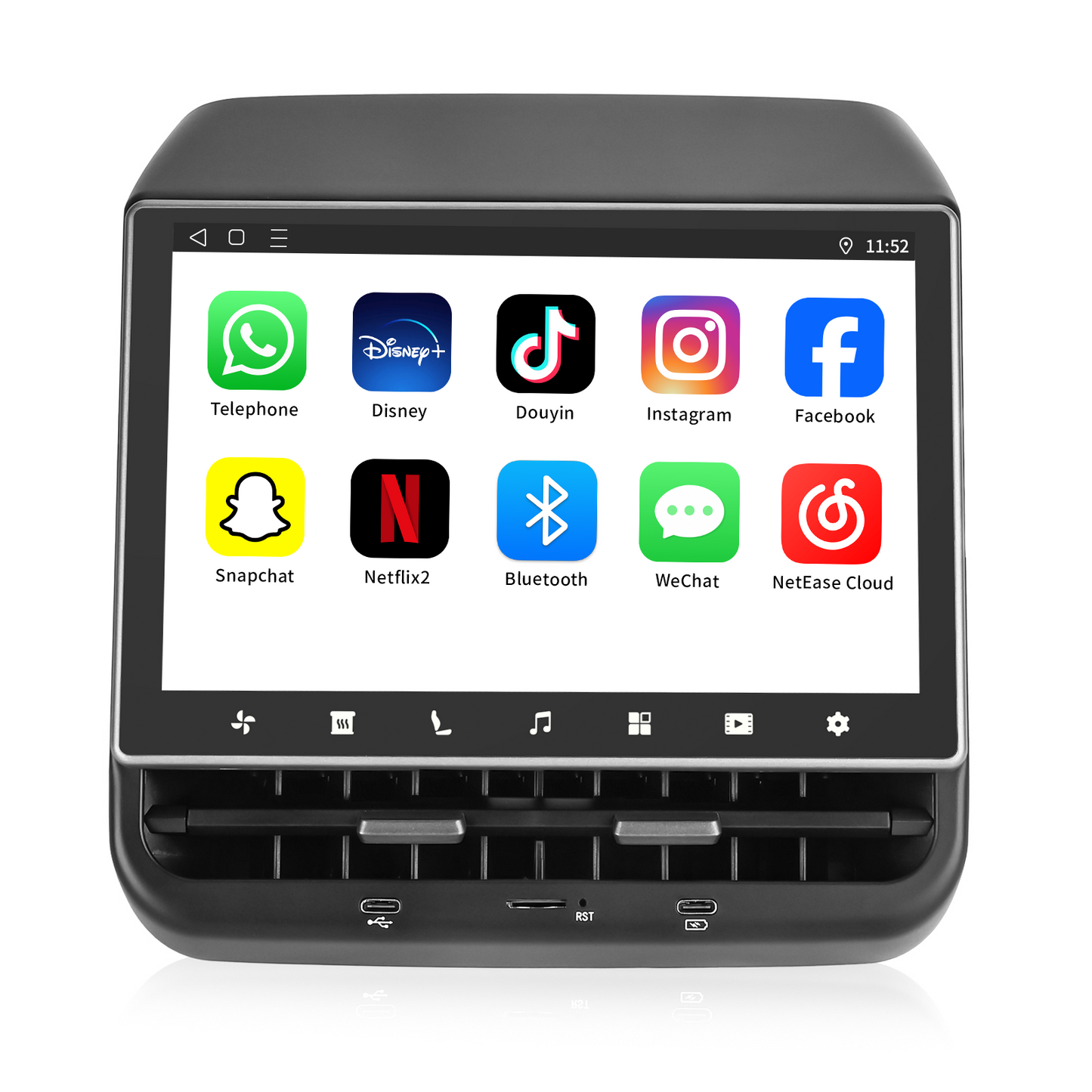 8.66-inch Android 13 System Climate Control & Entertainment Rear Display Screen for Tesla Model 3/Y