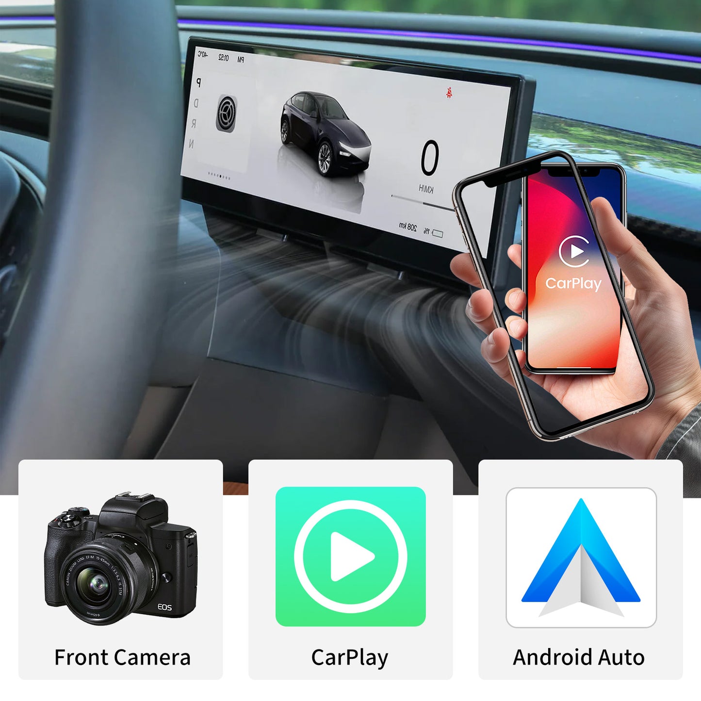 T9 CarPlay/Android Auto Smart Instrument Screen for Tesla Model 3/Y