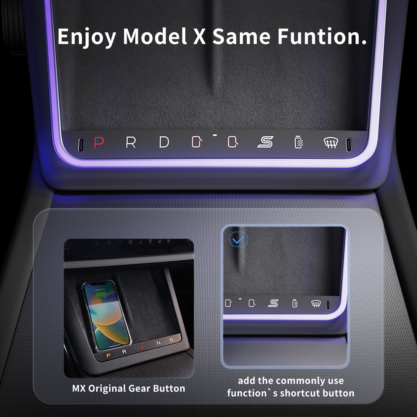 Model 3 Highland & Model Y Juniper Wireless Charging and Center Console Expansion Dock with Ambient Light