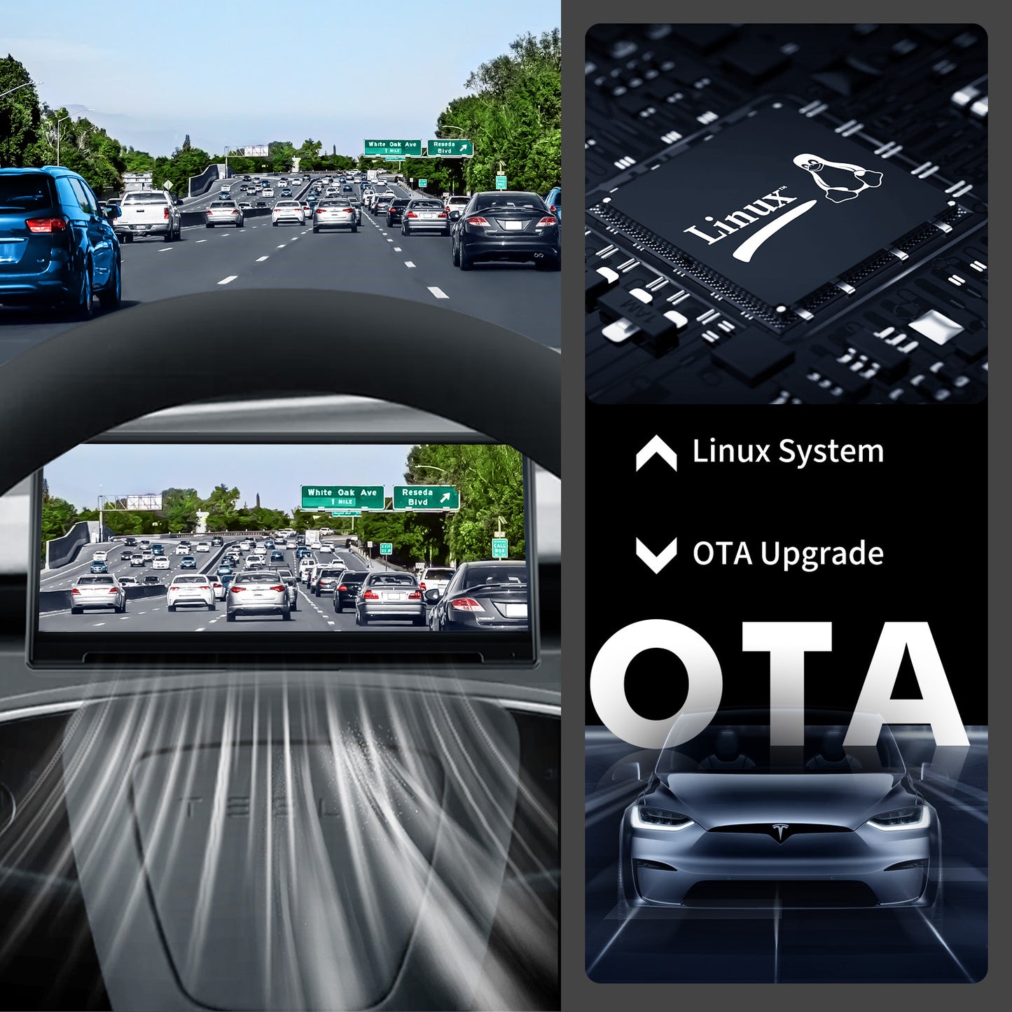 T9 CarPlay/Android Auto Smart Instrument Screen for Tesla Model 3/Y