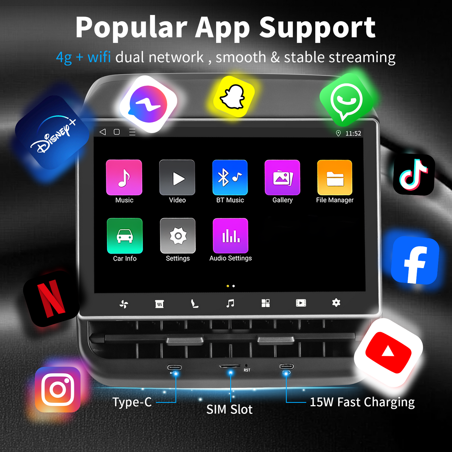 8.66-inch Android 13 System Climate Control & Entertainment Rear Display Screen for Tesla Model 3/Y