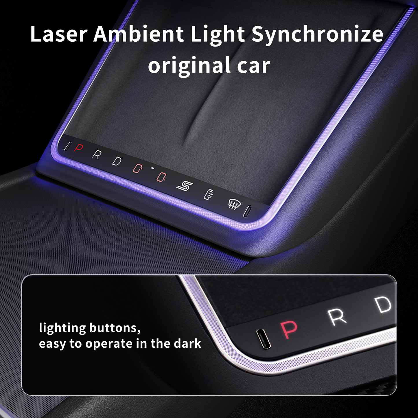 Model 3 Highland & Model Y Juniper Wireless Charging and Center Console Expansion Dock with Ambient Light