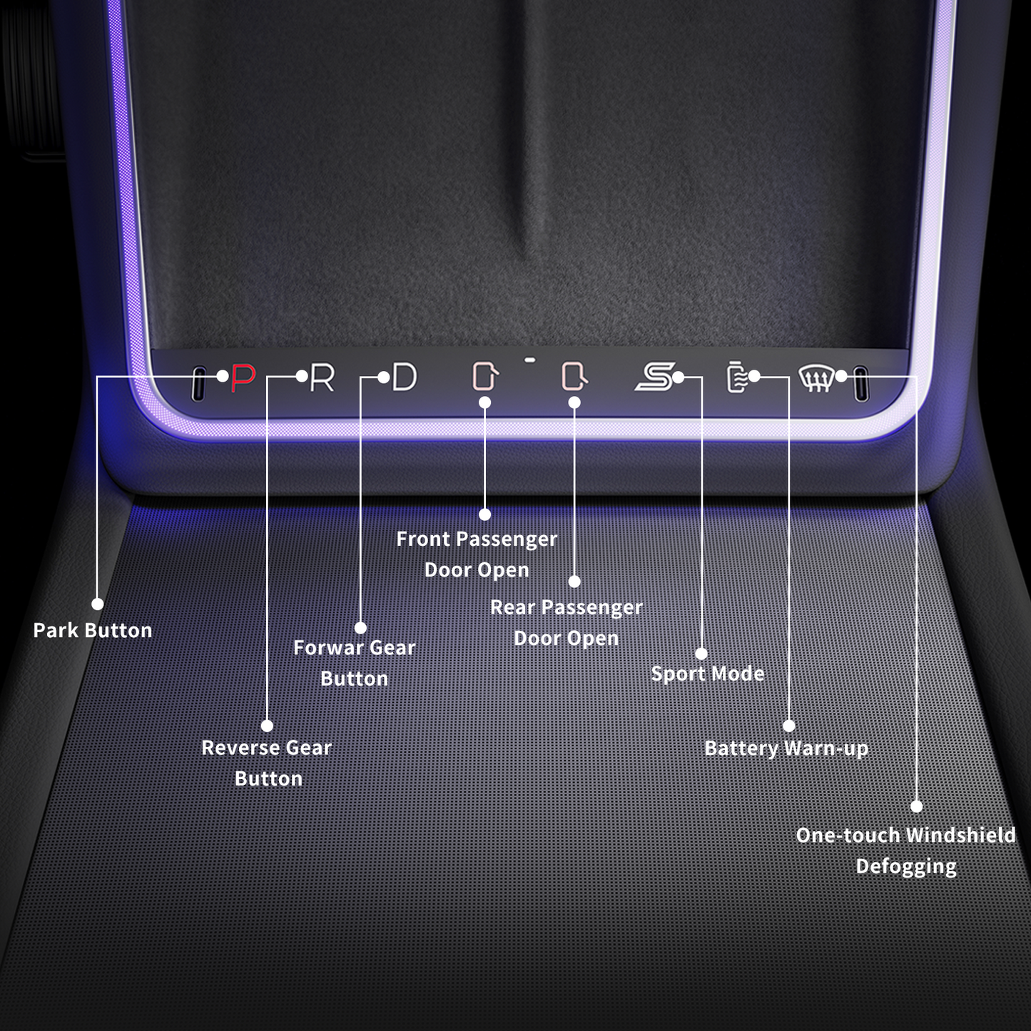 Model 3 Highland & Model Y Juniper Wireless Charging and Center Console Expansion Dock with Ambient Light