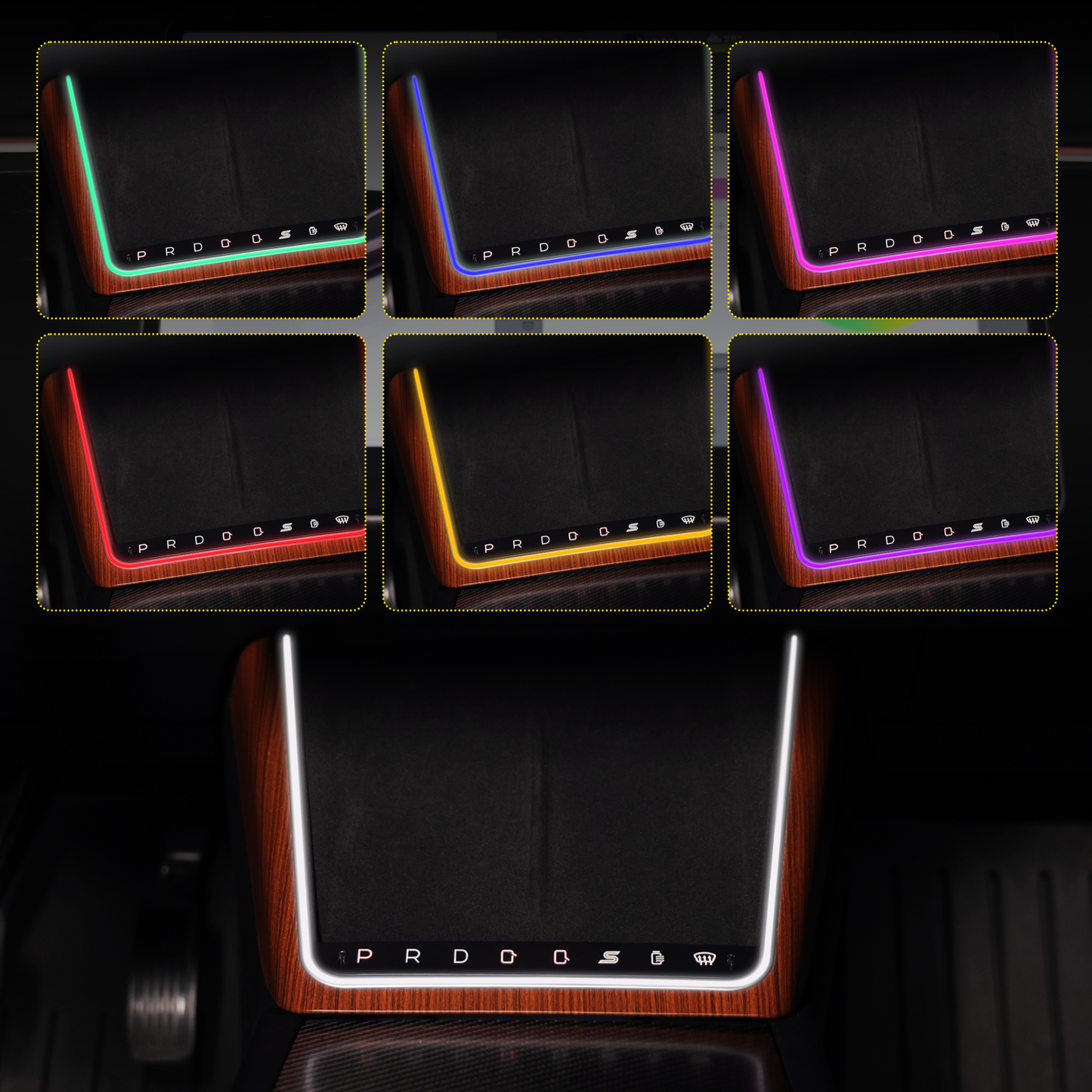 Model 3 Highland & Model Y Juniper Wireless Charging and Center Console Expansion Dock with Ambient Light