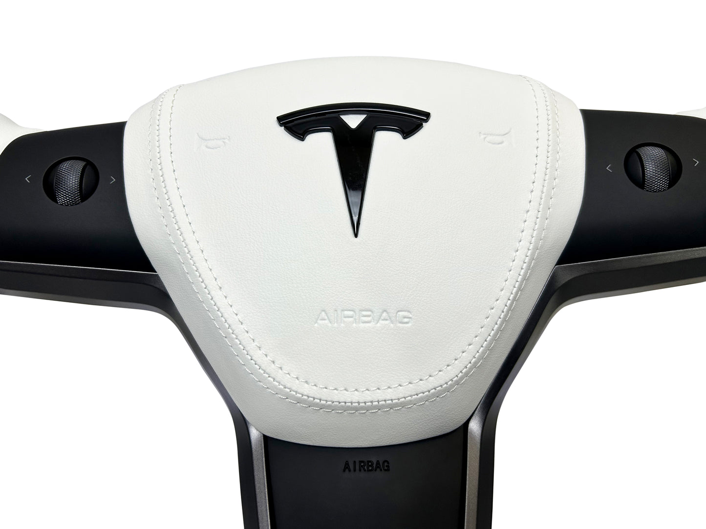 Nappa White Leather with Heated Function Yoke Steering Wheel for Model 3/Y