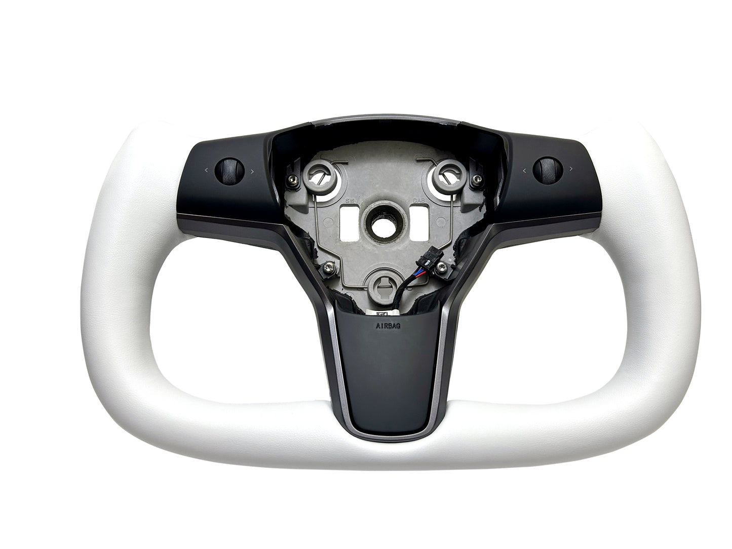 Nappa White Leather with Heated Function Yoke Steering Wheel for Model 3/Y