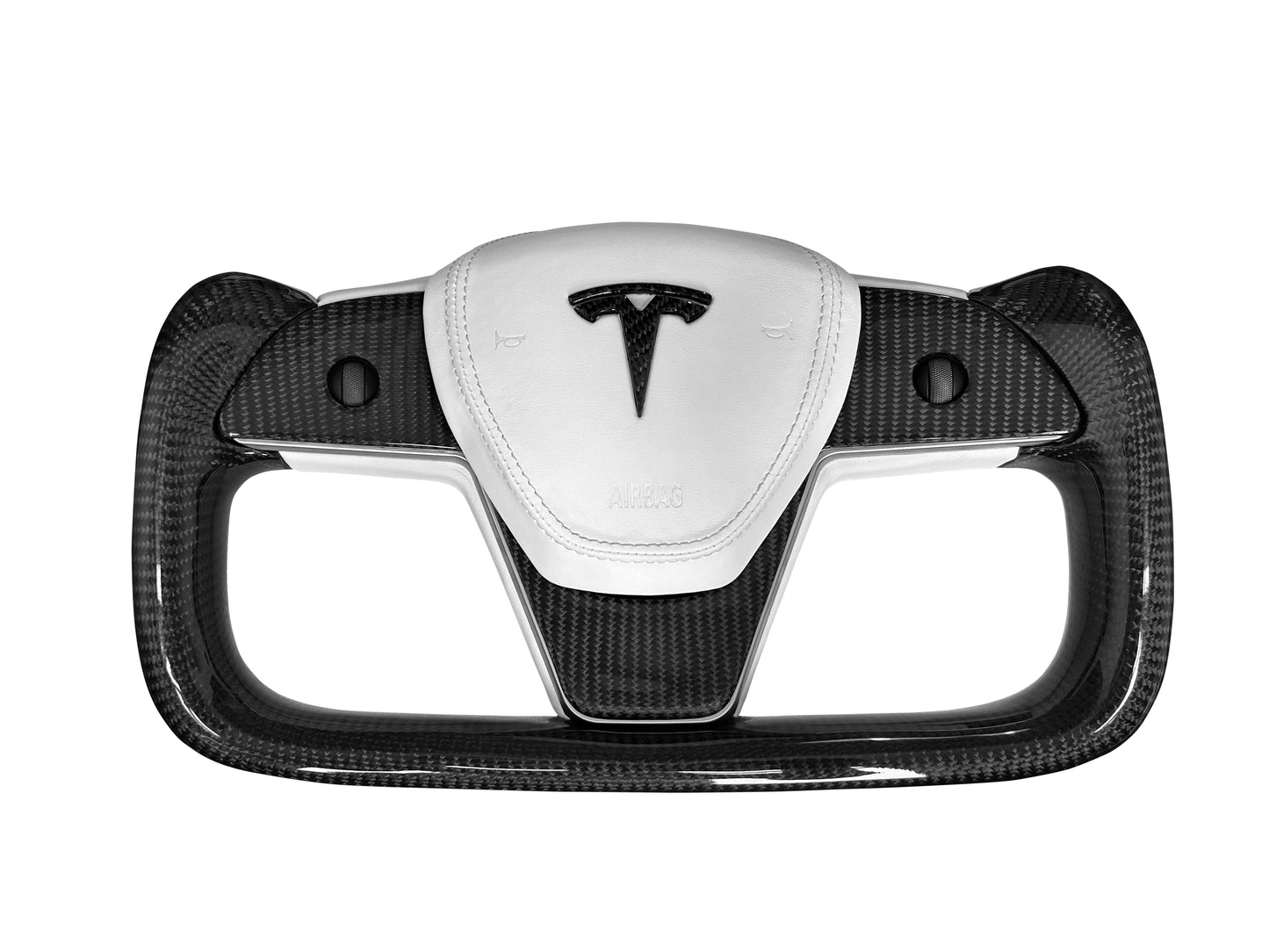 Carbon Fiber Yoke Steering Wheel for Tesla Model 3/Y (Model S Plaid Style)